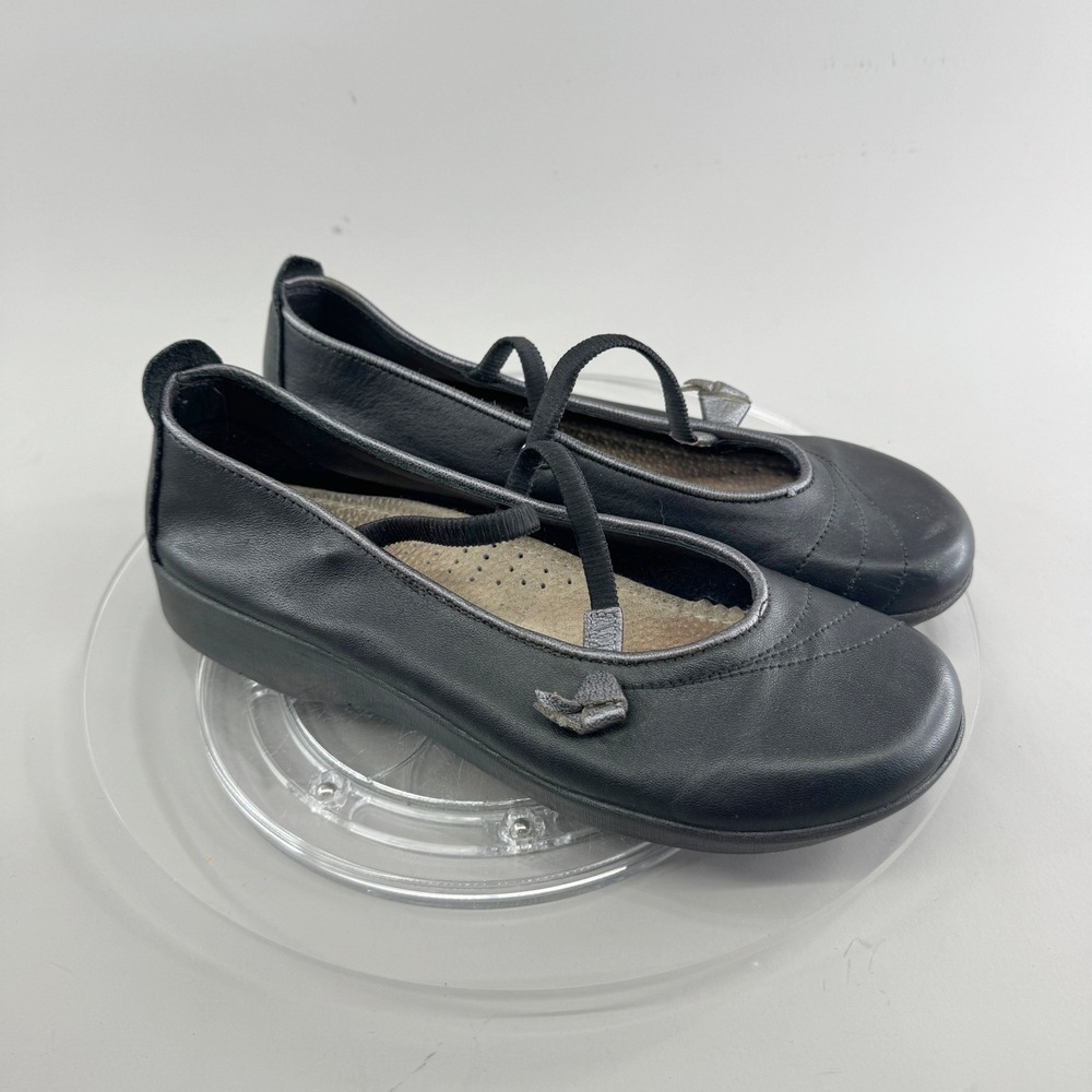 Arcopedico Womens L14 Mary Jane Flats Leather Elastic Strap Black Size 39 8 8.5